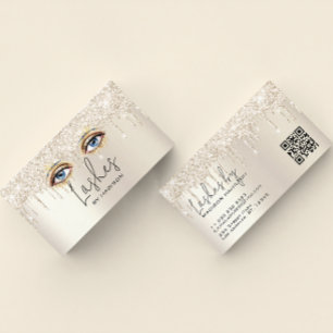 Tarjeta De Visita Pestañas Glam Champagne Brillante Resplandeciente