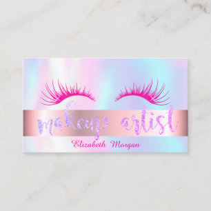 Tarjeta De Visita Pestañas Glitter Modernas, Artista de Maquillaje H