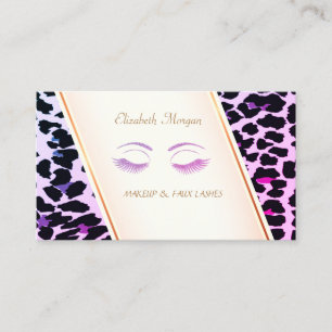 Tarjeta De Visita Pestañas modernas elegantes con estampado de leopa