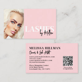 Tarjeta De Visita Pestañas Postizas con Código QR de Letra Script Ro