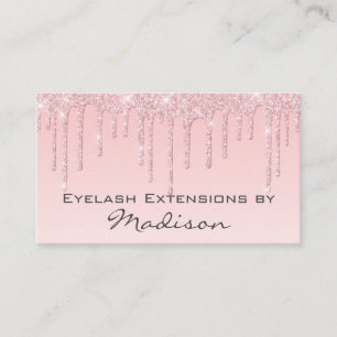 Tarjeta De Visita Pestañas Postizas de Maquillaje con Brillo de Rosa