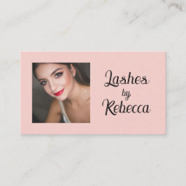 Tarjeta De Visita Pestañas Postizas Foto Escritura Rosa Rubor Negro