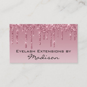 Tarjeta De Visita Pestañas Postizas Glam Purple Rose Gold Glitter Dr