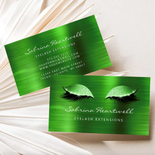 Tarjeta De Visita Pestañas Postizas Ojos Brillantes Verde Metálico