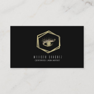 Tarjeta De Visita Pestañas Postizas Salón Dorado Negro