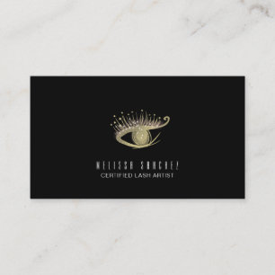 Tarjeta De Visita Pestañas Postizas Salón Negro Dorado