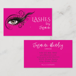 Tarjeta De Visita Pestañas Rosa Caliente Profesional Elegante Script