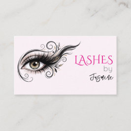 Tarjeta De Visita Pestañas Rosa Suave Profesional Elegante Simple