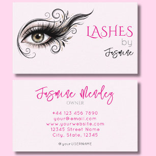 Tarjeta De Visita Pestañas Rosa Suave Profesional Elegante Simple
