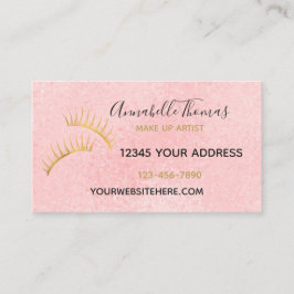 Tarjeta De Visita Pestañas rosadas elegantes del oro de Rubor