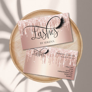 Tarjeta De Visita Pestañas Rose Gold Lashes Artista de Maquillaje Ho