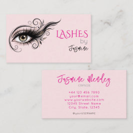 Tarjeta De Visita Pestañas Rubor Rosa Profesional Elegante Simple