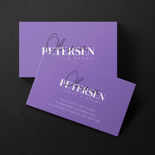 Tarjeta De Visita Pestañas y Cejas Elegantes Minimalistas Moradas de