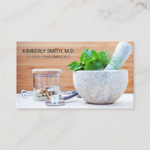 Tarjeta De Visita Pestle y Mortar   Medicina