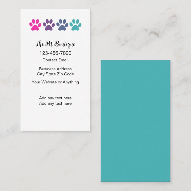 Tarjeta De Visita Pet Boutique Trendy Simple Business Cards (Anverso / Reverso)