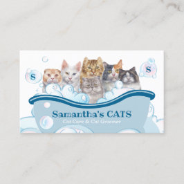 Tarjeta De Visita Pet Care Spa Salon Sitting Bathtub Groomer Cat