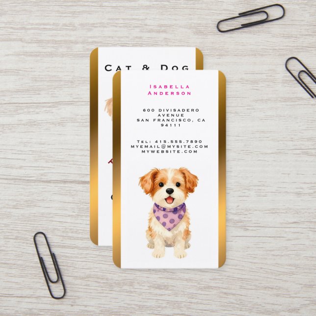 Tarjeta De Visita Pet Grooming Personalized Luxury Modern Collection (Anverso/Reverso In Situ)