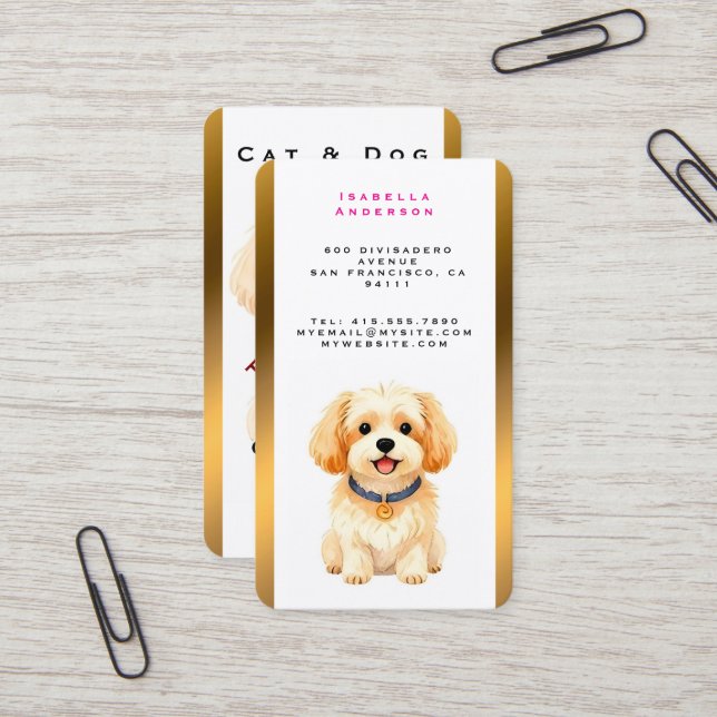 Tarjeta De Visita Pet Grooming Personalized Luxury Trendy Collection (Anverso/Reverso In Situ)