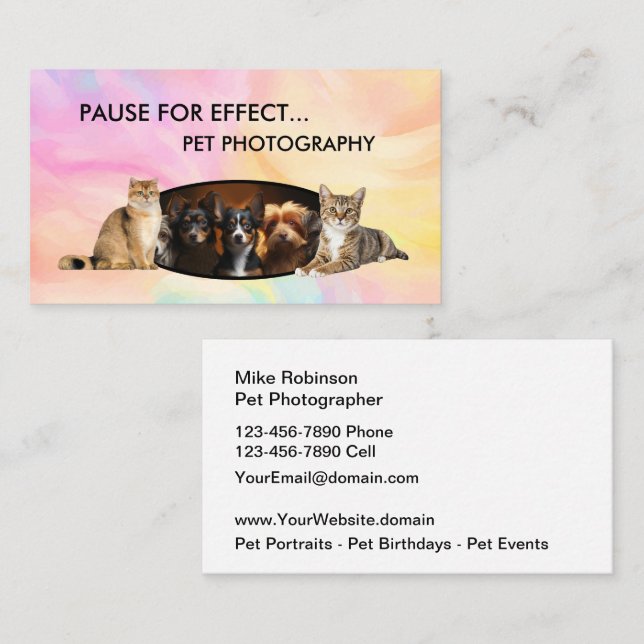 Tarjeta De Visita Pet Photography Modern Business Cards (Anverso / Reverso)