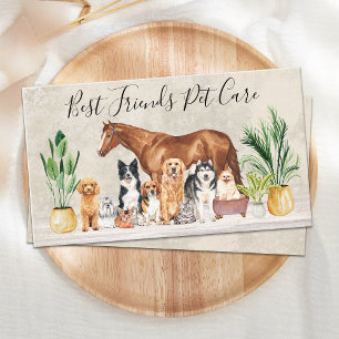 Tarjeta De Visita Pet Sitting Dog Cat Horse Elegant Animals