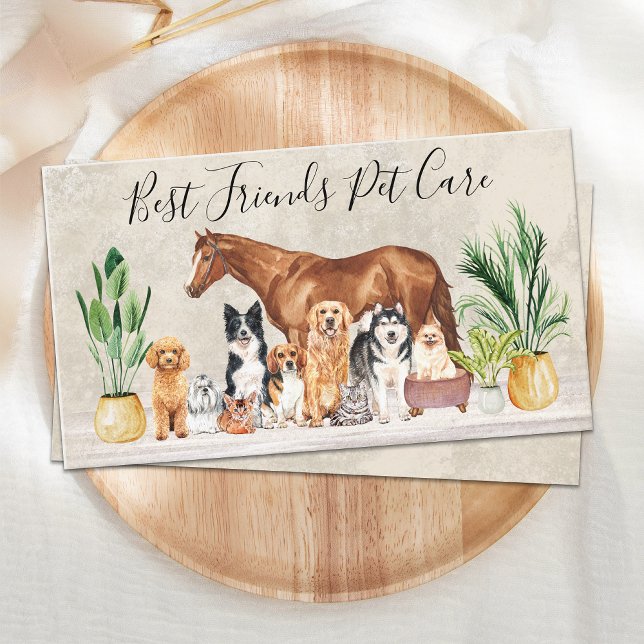 Tarjeta De Visita Pet Sitting Dog Cat Horse Elegant Animals  (Subido por el creador)