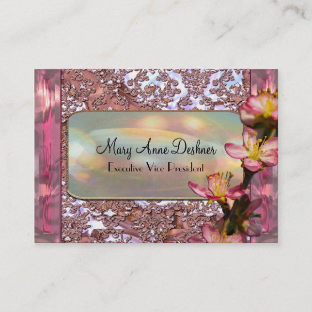 Tarjeta De Visita Pétalo rosado 3,5" elegante x 2,5" (Anverso)