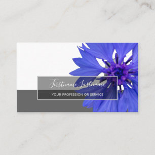 Tarjeta De Visita Pétalos azules flor de maíz flor de flores gris re