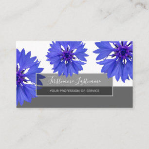 Tarjeta De Visita Pétalos azules flor de maíz rectángulo gris