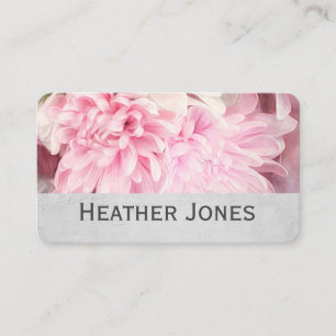 Tarjeta De Visita pétalos de flores de bonito rosados y grises