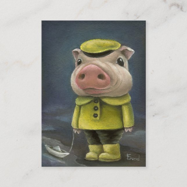 Tarjeta De Visita Peter el cerdo que navega su barco (Anverso)