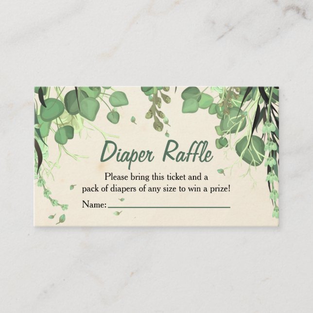 Tarjeta De Visita Peter Pan Neverland Diaper Raffle Insert (Anverso)