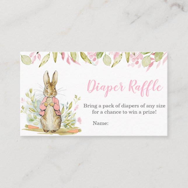 Tarjeta De Visita Peter Rabbit Baby Shower Diaper Raffle (Anverso)