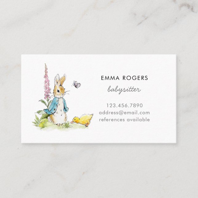 Tarjeta De Visita Peter Rabbit Babysitter Nanny (Anverso)