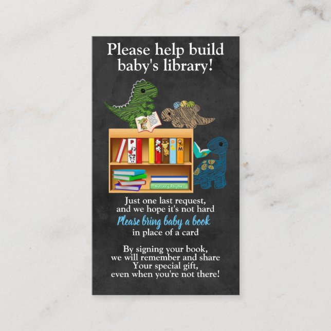 Tarjeta De Visita Peticiones del libro de la tiza de los dinosaurios (Anverso)