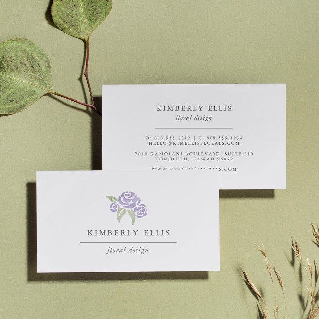 Tarjeta De Visita Petite Bouquet | Morado acuarela floral (Subido por el creador)