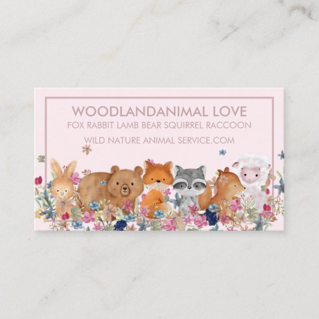 Tarjeta De Visita PetSitter FOX RABBIT LAMB BEAR SQUIRREL veterinari (Anverso)