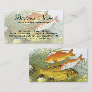 Tarjeta De Visita Pez Koi Goldfish, Vida Marina Acuática Antigua