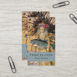 Tarjeta De Visita Pez Mujer Piscis Vintage Gótico Clásico