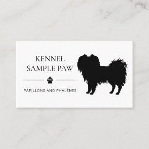 Tarjeta De Visita Phalène Negra Perro Silhouette Perro Kennel O Bree