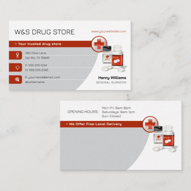 Tarjeta De Visita Pharmacy | Drug Store (Anverso / Reverso)