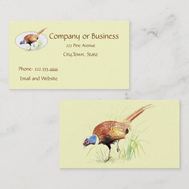 Tarjeta De Visita Pheasant, Bird, Nature, Environment, Business Card (Anverso / Reverso)