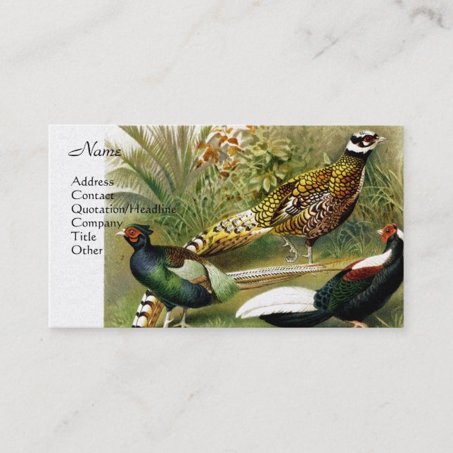 Tarjeta De Visita Phesants 2 (Anverso)