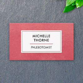 Tarjeta De Visita Phlebotomist Blogs Lab Enfermera técnica color roj