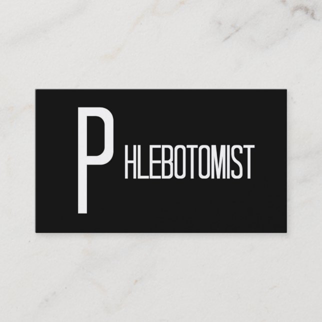 Tarjeta de visita Phlebotomist en blanco y negro (Anverso)