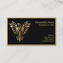 Tarjeta De Visita Phoenix Rising Black & Gold Elegant