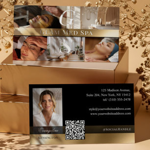 Tarjeta De Visita Photo Professional Med Spa Monograma Negro Oro
