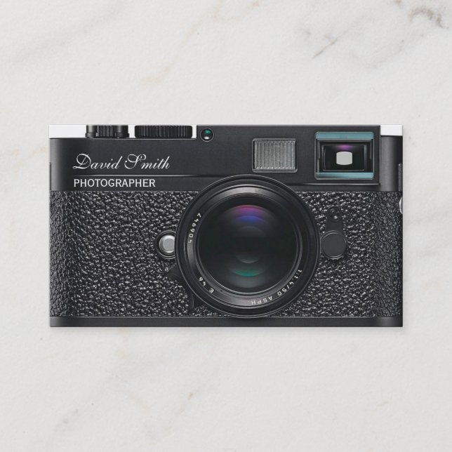 Tarjeta De Visita Photographer black Camera Business card (Anverso)