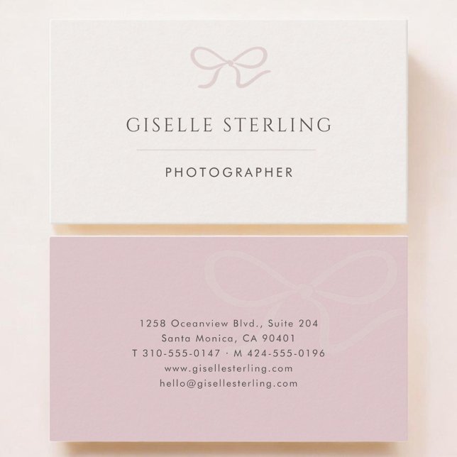 Tarjeta De Visita Photographer Pink Bow (Subido por el creador)