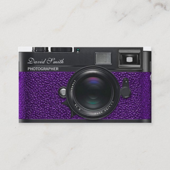 Tarjeta De Visita Photographer violet Camera Business card (Anverso)