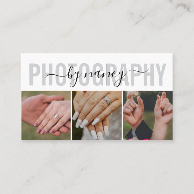 Tarjeta De Visita Photography Elegant Script Photo QR Code Logo (Anverso)